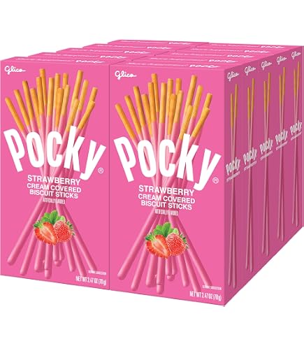 Amazon.com: Glico Pocky, Strawberry Cream Covered Biscuit Sticks